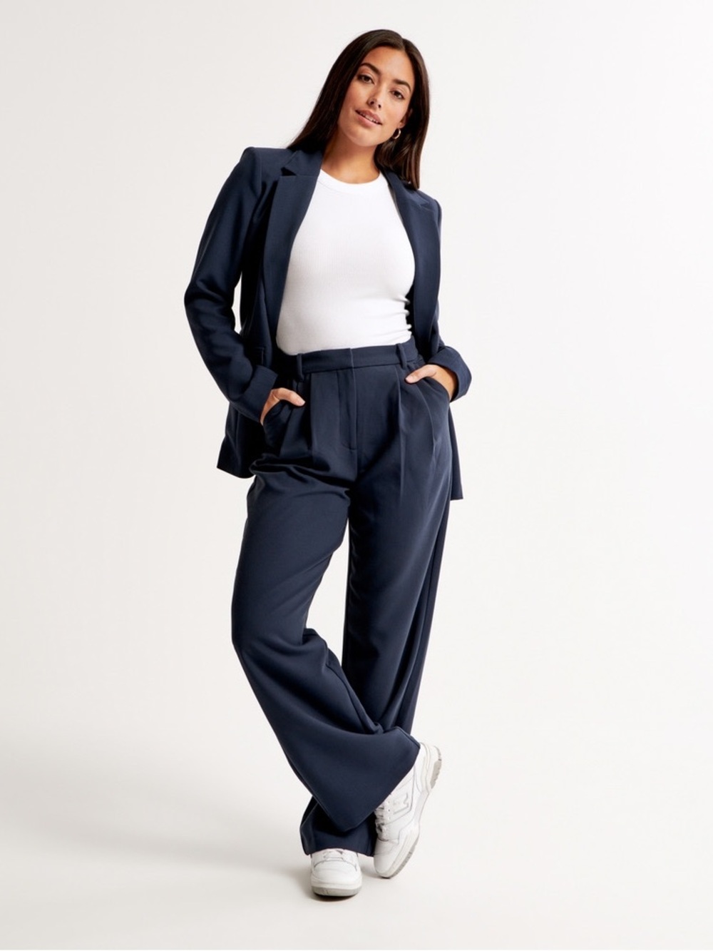 Abercrombie & Fitch Navy Wide-Leg Trousers